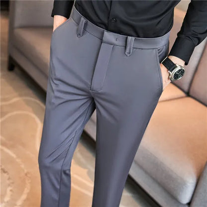 saferido Men Have High Spring Elasticity Business Trousers/Male Slim Fit Solid Color Dress Suit Pants Casual Pants 38