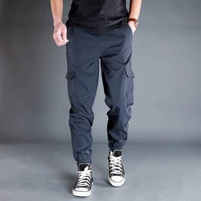 saferido Spring And Autumn Solid Color Men's Jogging Pants Multi-Pocket Loose Casual Warm Sports Pants Overalls Men's Large Size M-4XL