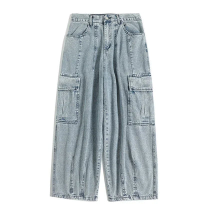 Baggy Jeans Trousers Male Denim Pants Black Wide Leg Pants Men's Jeans Oversize Cargo Korean Streetwear Hip Hop Harajuku
