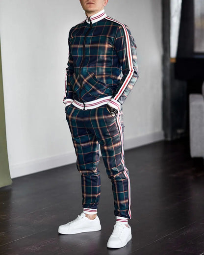 saferido  Men's Suit Autumn Casual Men's Clothing European and American Fashion Brand Large Size Sportswear Two-piece Set