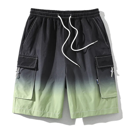 saferido HIP HOP Streetwear Summer Korean Fashion Ombre Drawstring Cargo Shorts For Men Loose Straight Multi-pocket Short Pants Casual Gym pantalones cortos