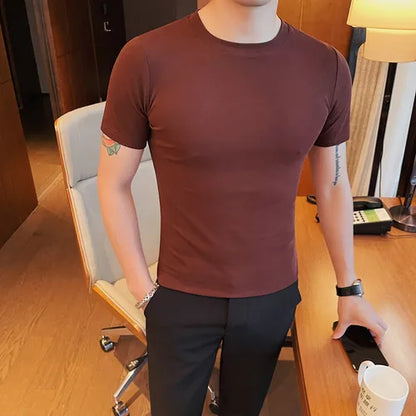 saferido Summer Brand Tight fitting T Shirts Harajuku Men Clothing Oversized Tops & Tees Plus Size Clothes Korean White Short Sleeve