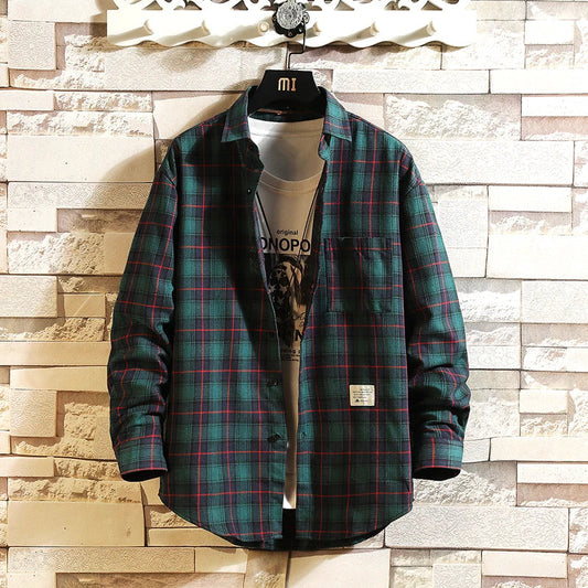 saferido Spring Men's Flannel Cotton Long Sleeve Plaid Shirt  High Quality Button Down Casual Shirt For Men Slim Fit  Fashion All-match