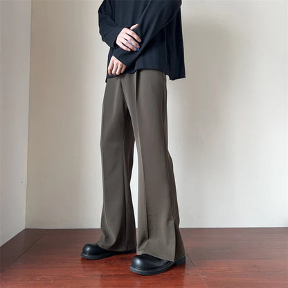 saferido Brown Black Suit Pants Men Slim Fit Social Mens Dress Pants Korean Loose Straight Casual Pants Mens Office Formal Trousers S-3XL