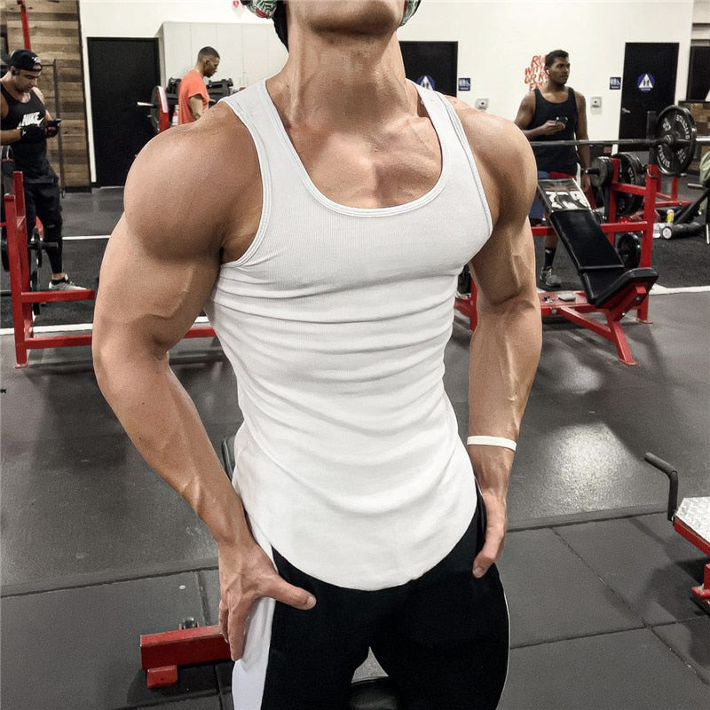 Summer new men Vest gym Tank top Men Fitness sleeveless shirt Male Exercise Sports vest Undershirt Gyms train vest