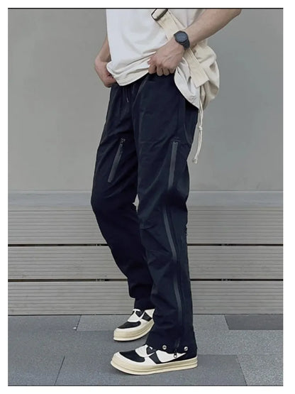 saferido High Street Korean Style Loose Open Casual Pants Men's Zipper Casual Straight Tube Waterproof Charge Pants