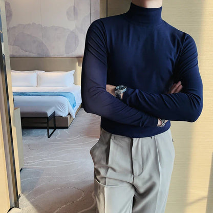 saferido  Men's Spring Slim Fit Casual Long Sleeve T-shirt/male High Quality High Collar Tight Bottoming T-shirts Plus Size S-4XL