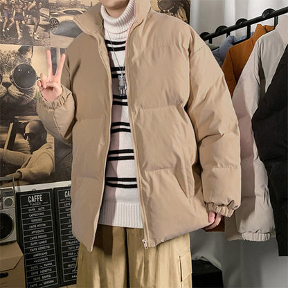 US Size Winter Jacket Men Parkas Thicken Warm Coat Mens Stand Collar Jackets Solid Color Parka Coat Women Fashion New Streetwear