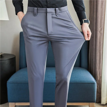 saferido Men Have High Spring Elasticity Business Trousers/Male Slim Fit Solid Color Dress Suit Pants Casual Pants 38