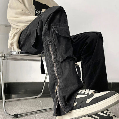 saferido Mens Trendy Cargo Pants Hip-Hop High Street Retro Japanese Style Multi-Pocket Casual Pants 2024 Spring And Autumn New Style