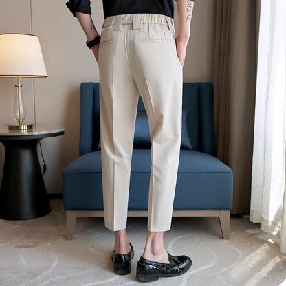 saferido Korean Style New Spring and Autumn Suit Trousers Men's Slim Casual Pants Fashion Business Brand Thin Trousers Classic Style