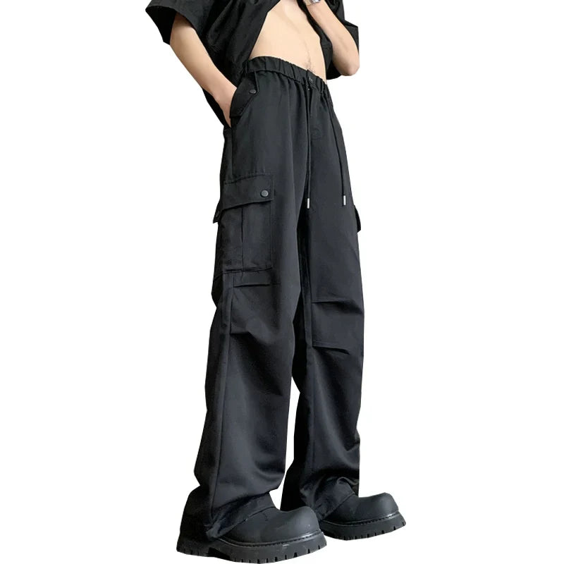saferido Men Korean Fahions Wide Leg Pants Mens Black Loose Casual Harem Pants Japanese Streetwear Joggers Sweatpants 5XL