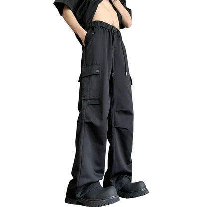 saferido Men Korean Fahions Wide Leg Pants Mens Black Loose Casual Harem Pants Japanese Streetwear Joggers Sweatpants 5XL