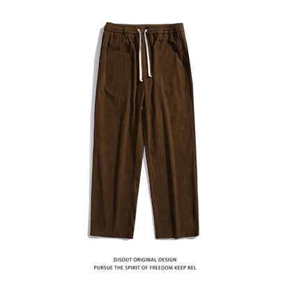saferido Men's Casual Pants Loose Straight Corduroy Pants Elastic Waist Sweatpants Fashion Streetwear Spring Men Sports Jogger Trousers