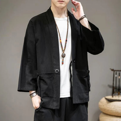 saferido Japanese Retro Kimono Robe Cardigan Shirt Men And Men Casual Yukata Haori Summer Thin Coat Tops Sunscreen Coat Beach Tops