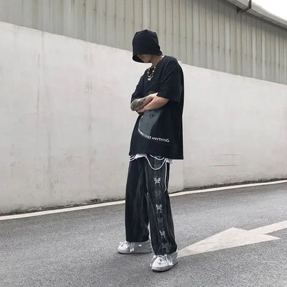 saferido Trousers Hip Hop Straight Men's Jeans Tie Dye Graphic Man Cowboy Pants Y2k Streetwear Baggy 2024 Korean Autumn Harajuku Summer