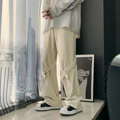 saferido  Corduroy Cargo Pants Men Streetwear Black Cargo Trousers Male Hip Hop Harajuku Brown Loose Japanese Vintage Korean