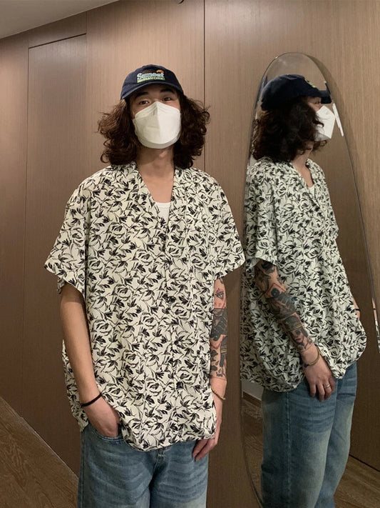 saferido Men Shirts Cozy Loose Vintage Outwear Temperament Comfortable Korean Style Designed Streetwear Breathable Holiday Fashion Young