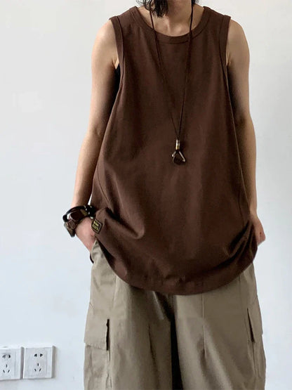 Sport Men's Tank Tops Gym Hombre Sleeveless Tee Vest Men Streetwear Loose Casual Basketball Brown O-neck Cotton