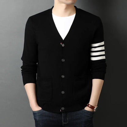 saferido Top Grade New Autum Winter Brand Fashion Knitted Men Cardigan Sweater Black Korean Casual Coats Jacket Mens Clothing M-3XL