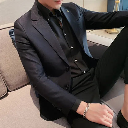 saferido Men's British Style Two-Piece Casual Suit - Slim Fit, High-End, Suit or Blazer/Trousers Sold Separately -Male Suit for Wedding