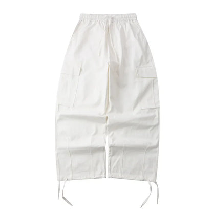 saferido Japanese Vintage Wide Leg Overalls Fashion Label Large Pocket Men's Leggings Casual Trousers for Men Women Sweatpants Joggers