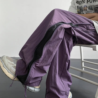 saferido Trendy Y2K Solid Cargo Pants Men's Multi Flap Pocket Trousers Loose Casual Outdoor Pants Harajuku Lightweight Cargo Pants