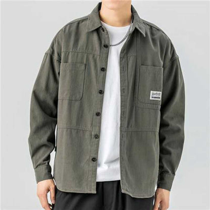 Men Shirts Long Sleeve Jackets Pocket Spring Autumn Cardigan Fashion Streetwear Male Casual Oversize Coat Loose Blouses