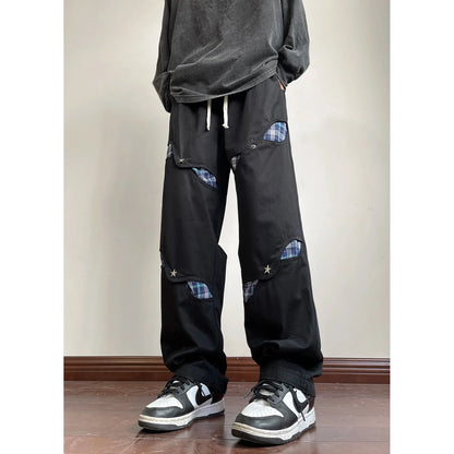 saferido American High Street Workwear Pants for Men's Hollow Out Casual Pants Autumn Fashion men trousers