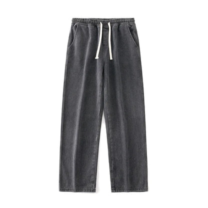 saferido Elastic waist jeans men's spring and autumn American loose straight leg casual versatile wide leg pants
