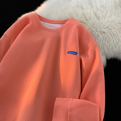 saferido Multi-Coloured Solid Colour Sweatshirt Unisex Style Couple Sweatshirt Fashion Casual Large Size Men's Pullover Korean Clothing
