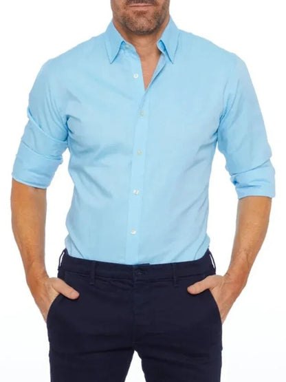 Men's Zipper Shirt Hidden Zipper Fake Button Spring and Fall Models New Oxford Stretch Cotton Zipper Shirt Shirts for Men