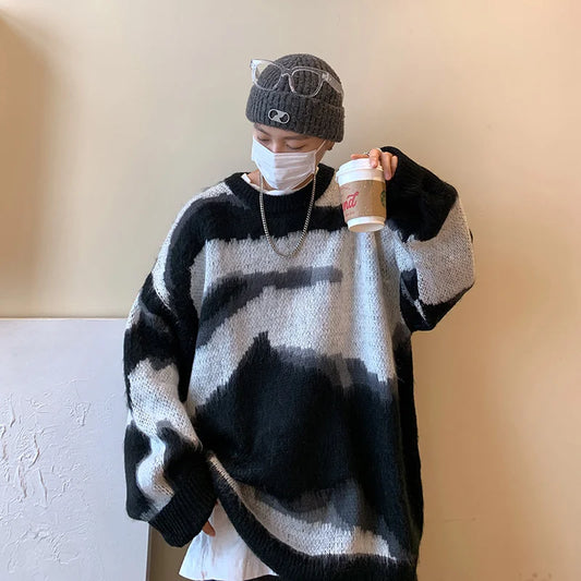 saferido Autumn winter thickened sweater men's Korean version trend loose knit winter ins lazy sweater coat