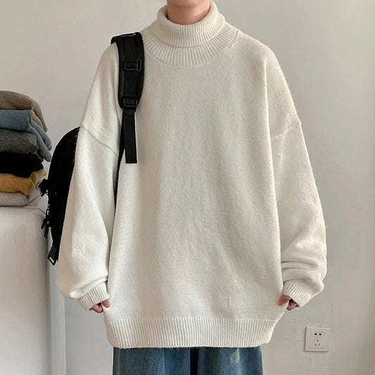 saferido Pink Oversized Korean Fashions Harajuku Knitted Sweater Winter Turtleneck Sweaters Pullovers Men Vintage Black Clothes