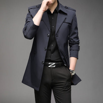 New Spring Men Trench Fashion England Style Long Trench Coats Mens Casual Outerwear Jackets Windbreaker Brand Mens Clothing