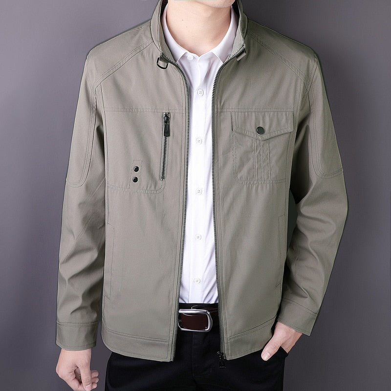 Spring and Autumn Jacket Men's Jacket Slim Business Coat Thin Casual Solid Color Top jackets for Mens