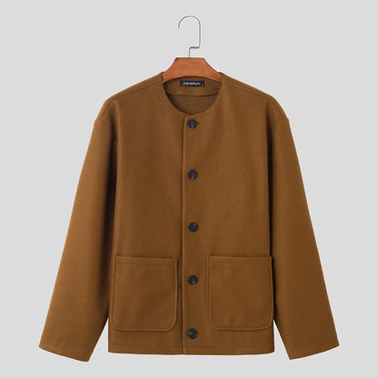 Tops Korean Style Men's Solid Well Fitting Jackets Autumn Winter Casual Streetwear Long Sleeved Jackets Coats S-5XL