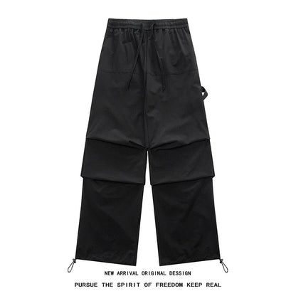 saferido Plus Size 5XL-M High Street Pleated Overalls Men's Fashion Loose Straight Casual Pants Male Solid Color Trousers Spring New