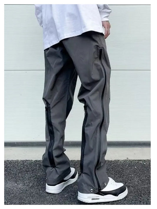 saferido High Street Korean Style Loose Open Casual Pants Men's Zipper Casual Straight Tube Waterproof Charge Pants