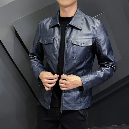saferido  Spring Leather Jacket Men Motorcycle Jacket Slim Fit Male Autumn Faux Leather Coat Men's Casual Zipper Windbreaker Clothes