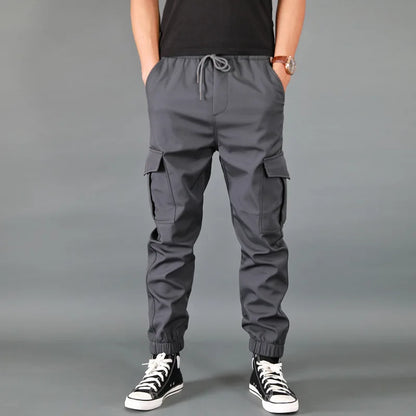 saferido Spring And Autumn Solid Color Men's Jogging Pants Multi-Pocket Loose Casual Warm Sports Pants Overalls Men's Large Size M-4XL
