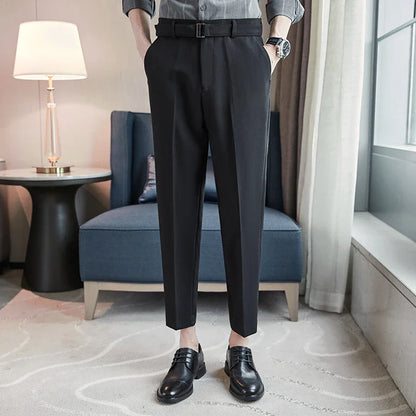 saferido British Fashion Versatile Slim Long Pants Men's Fashion Spring Clothes Office Suit Trousers Men Luxury Casual Suit Pants