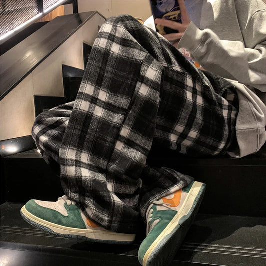 saferido Men Casual Cargo Pants Wool Harem Pants Baggy Joggers Mopping Trousers Harajuku Hip Hop Loose Women Wide Leg Pants Overalls