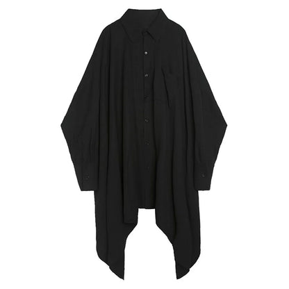 saferido Mens Harajuku Irregular Shirt 2024 Spring New Fashion Goth Handsome Loose Oversized Lapel Fashion Long Sleeve Cloak Unisex