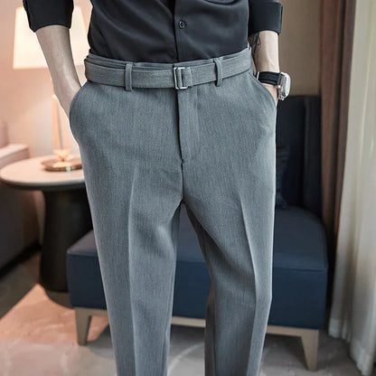 saferido British Fashion Versatile Slim Long Pants Men's Fashion Spring Clothes Office Suit Trousers Men Luxury Casual Suit Pants