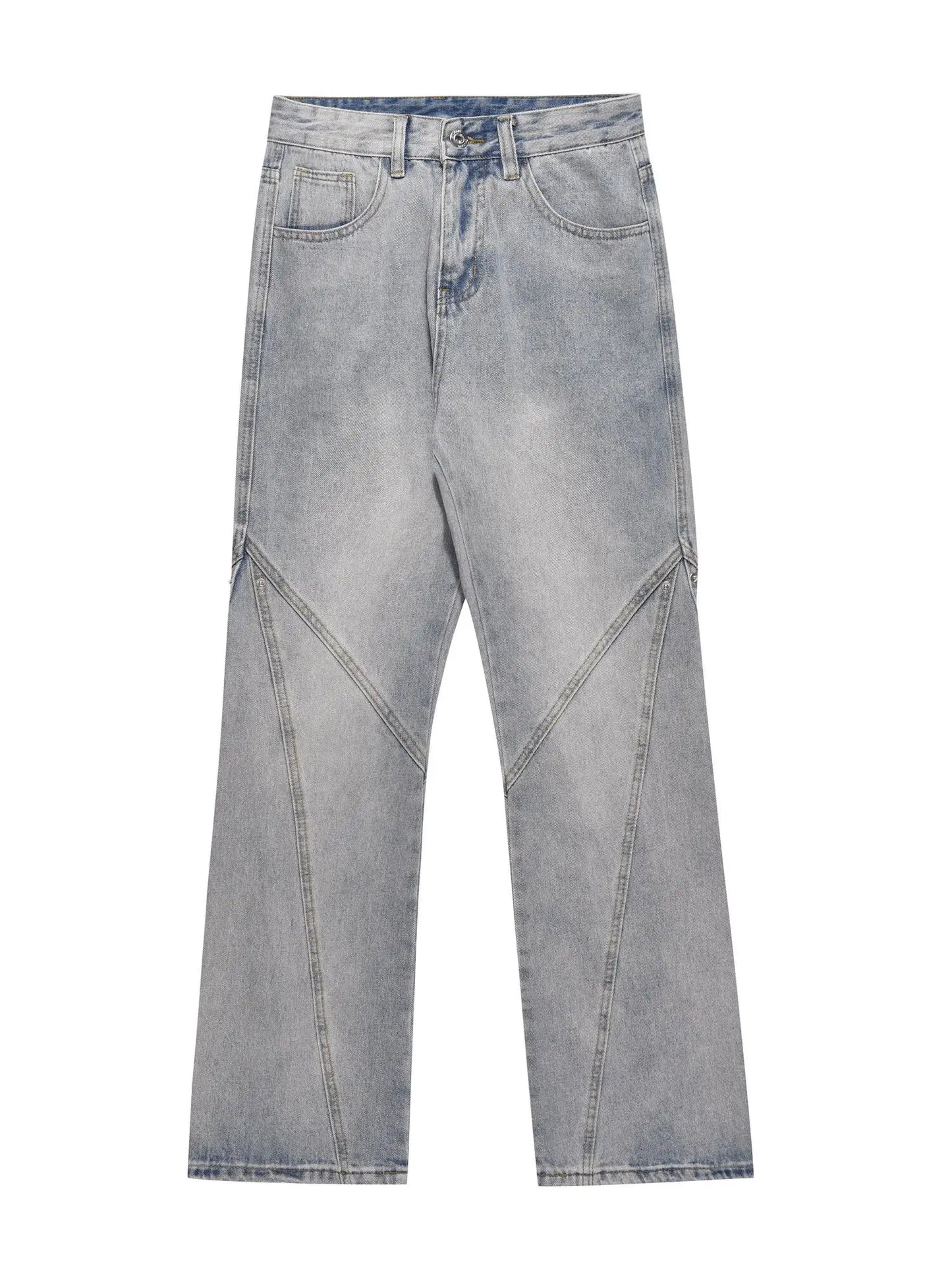 saferido American high street stitching light straight leg jeans with loose design and a sense of high-end hip-hop trendy pants