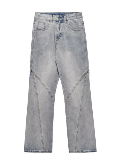 saferido American high street stitching light straight leg jeans with loose design and a sense of high-end hip-hop trendy pants