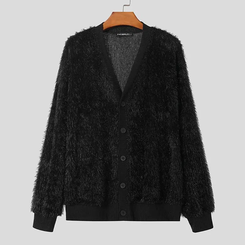 Tops Korean Style New Mens Fashionable Fleece Shirts Soft Comfortable Leisure Streetwear Male Cardigan Blouse S-5XL