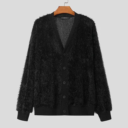 Tops Korean Style New Mens Fashionable Fleece Shirts Soft Comfortable Leisure Streetwear Male Cardigan Blouse S-5XL