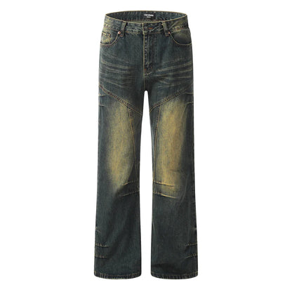 Flare Jeans Men Autumn Baggy High Street Casual Fashion Wide Leg Y2k Straight-leg Trousers Streetwear Winter Black Denim Pants